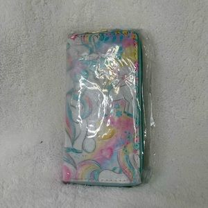 Very cute Green/Pink Unicorn print wallet 8x4in